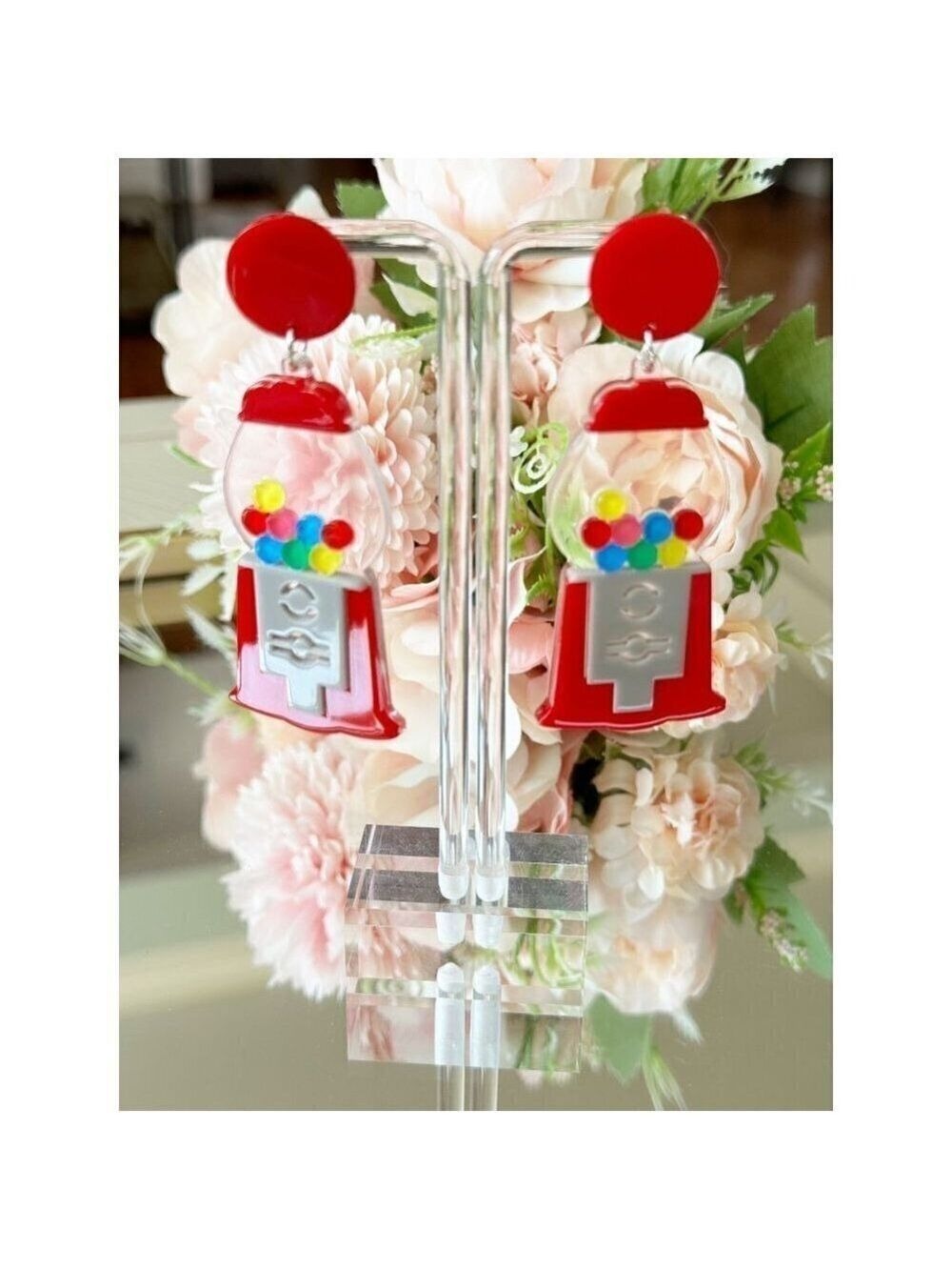 Retro Gumball‎ Machine Acrylic Dangle Earrings